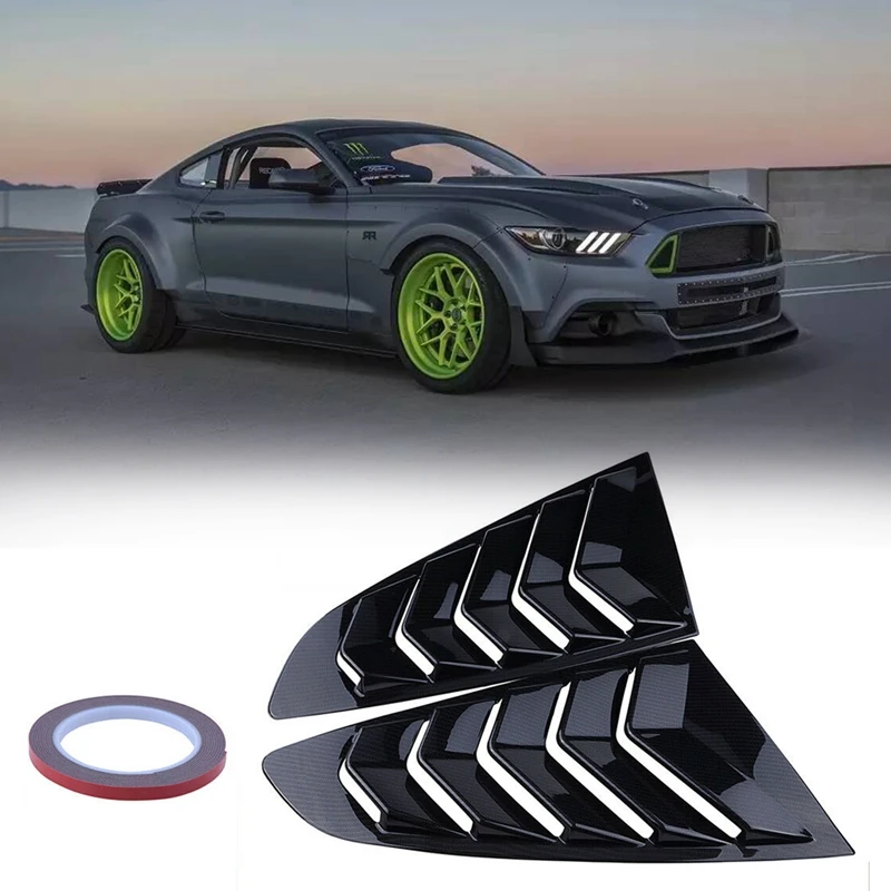 

Car Carbon Fiber Vent Side Window Louver Cover ABS For Ford Mustang 2015-2017