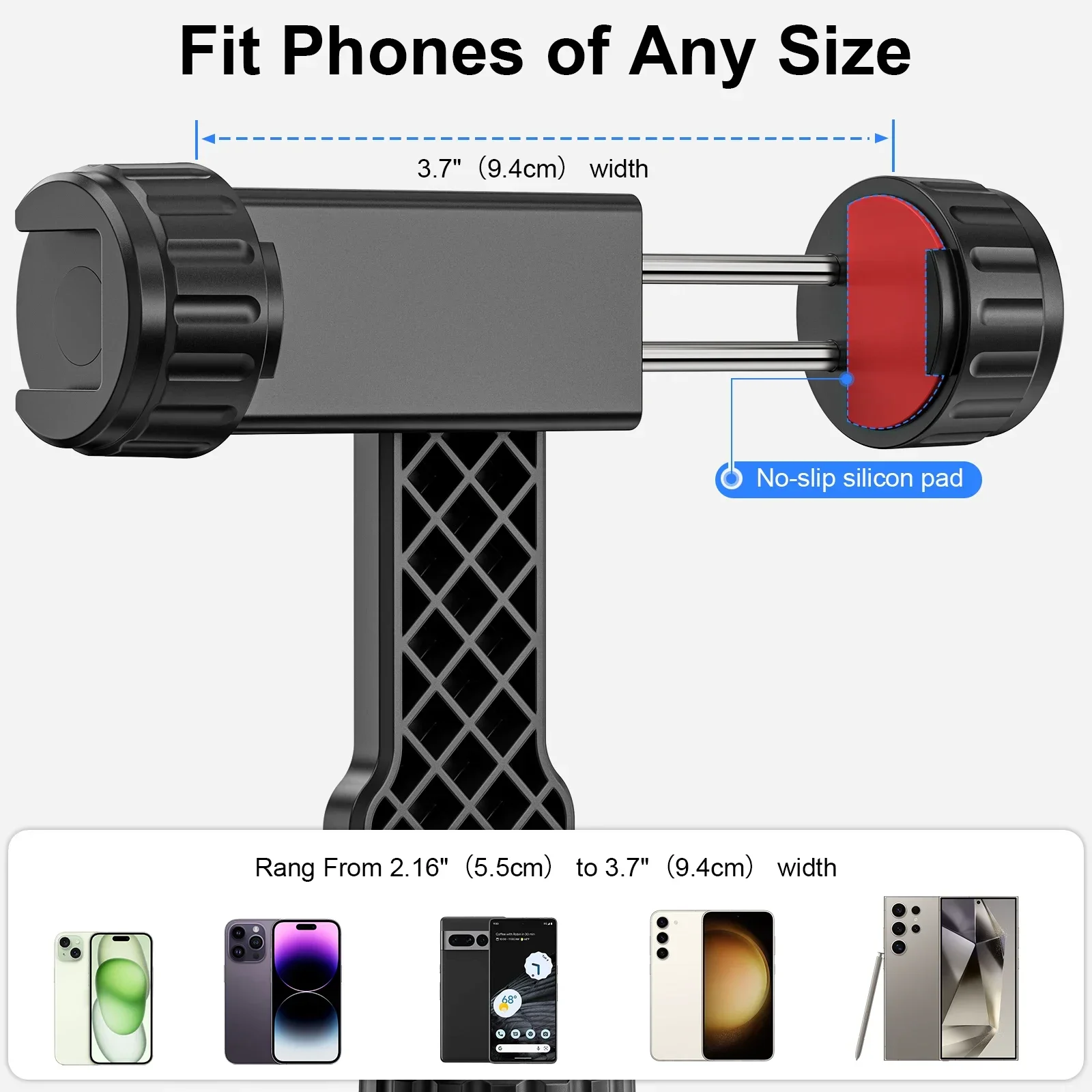 EVUMO PM11 Portable Phone Mount Holder Clamp Dual Cold Shoe Rotatable Digtal Camera Bracket Compatible for Most Cellphone iPhone