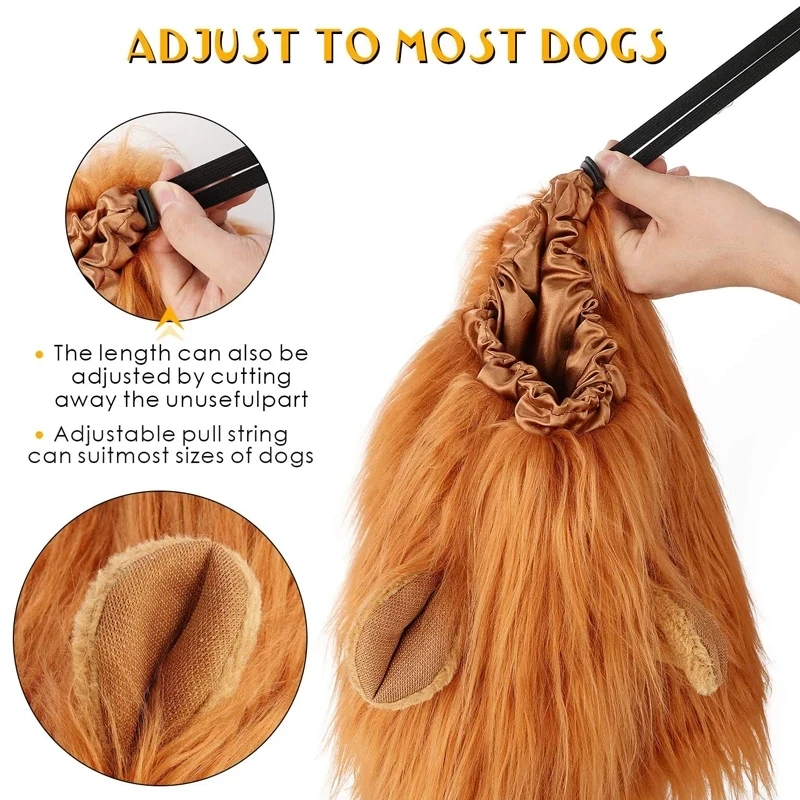 NONOR Cute Pet Dog Cosplay Clothes  Costume Lion Mane Winter Warm Pet for Large Dogs  Party Decoration with Ear Pet Accessories