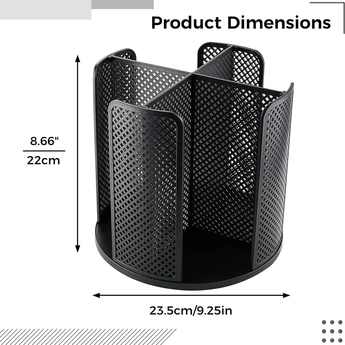 [CLOS] מארגן כוס ומכסה ניתן לסיבוב עם 4 מחיצות, מפזר כוסות קפה, מחזיק אחסון כוסות נייר, לשולחן שחור