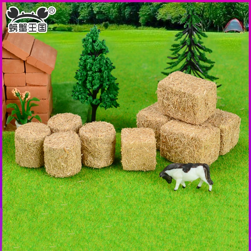 

4pcs Fake Haystack Decor Hay Bales Straw Adorn Miniature Farm Decoration Dollhouse Accessories Sand Table Toys Backdrop Props
