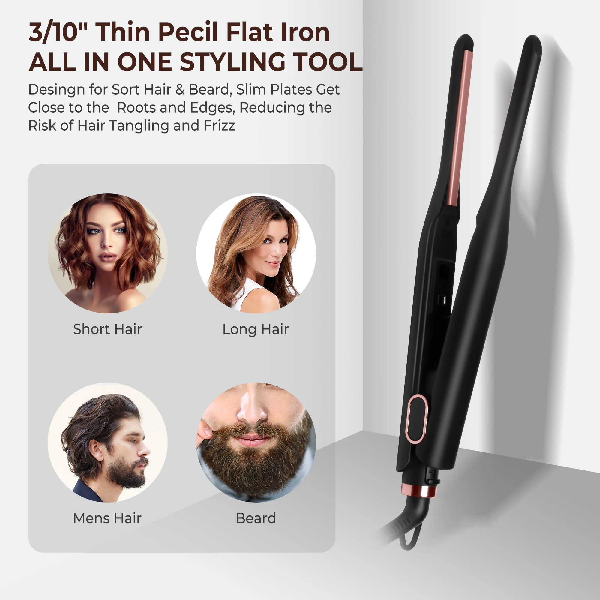 Mini Hair Straightener Small Flat Iron for Short Hair 2 in 1 Hair Straightening Curling Iron Pencil Flat Iron Styling Tools 5