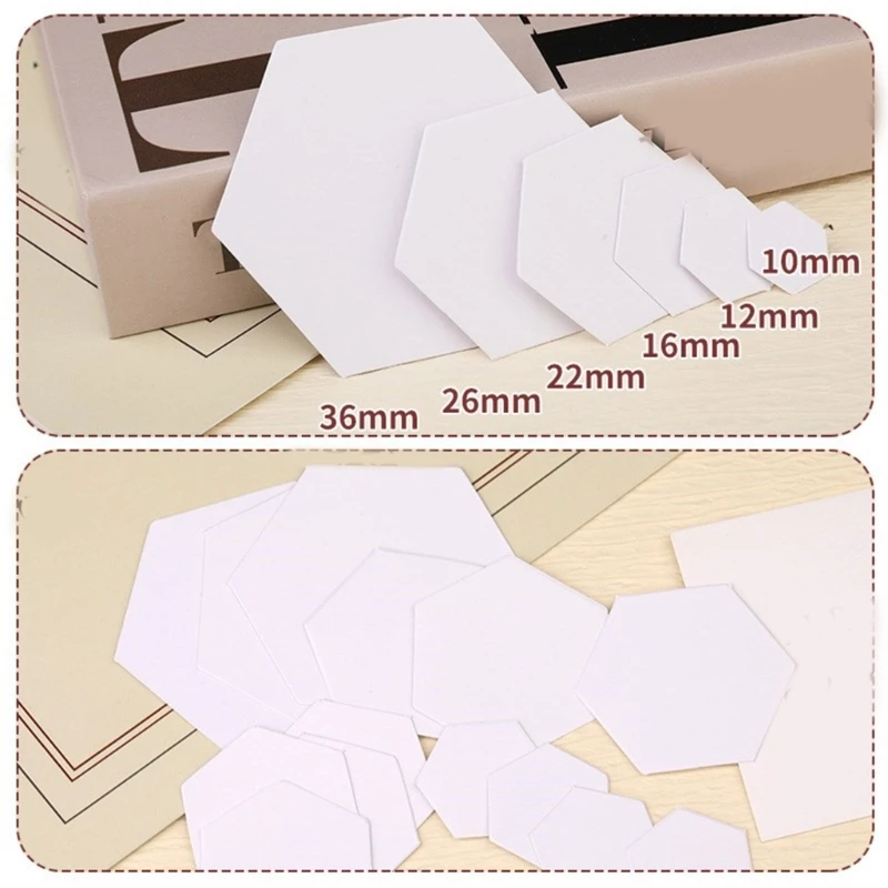 600Pcs Hexagon Paper Piecing Paper for Patchwork Quilting, 6 Different Size Piecing Shape Quilting Templates