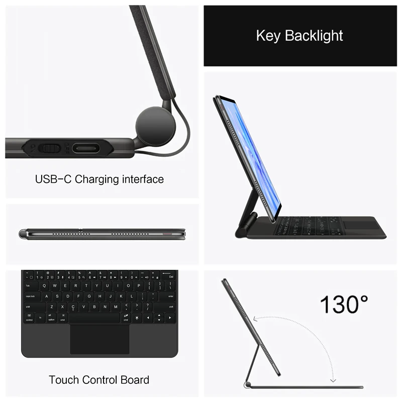 Tablet Keyboard Case HUWEI Backlight Magic Keyboard For Huawei MatePad Pro 12.6 inch WGR-W09 WGR-W19 AN19 Tablet Smart Case Spanish Russian