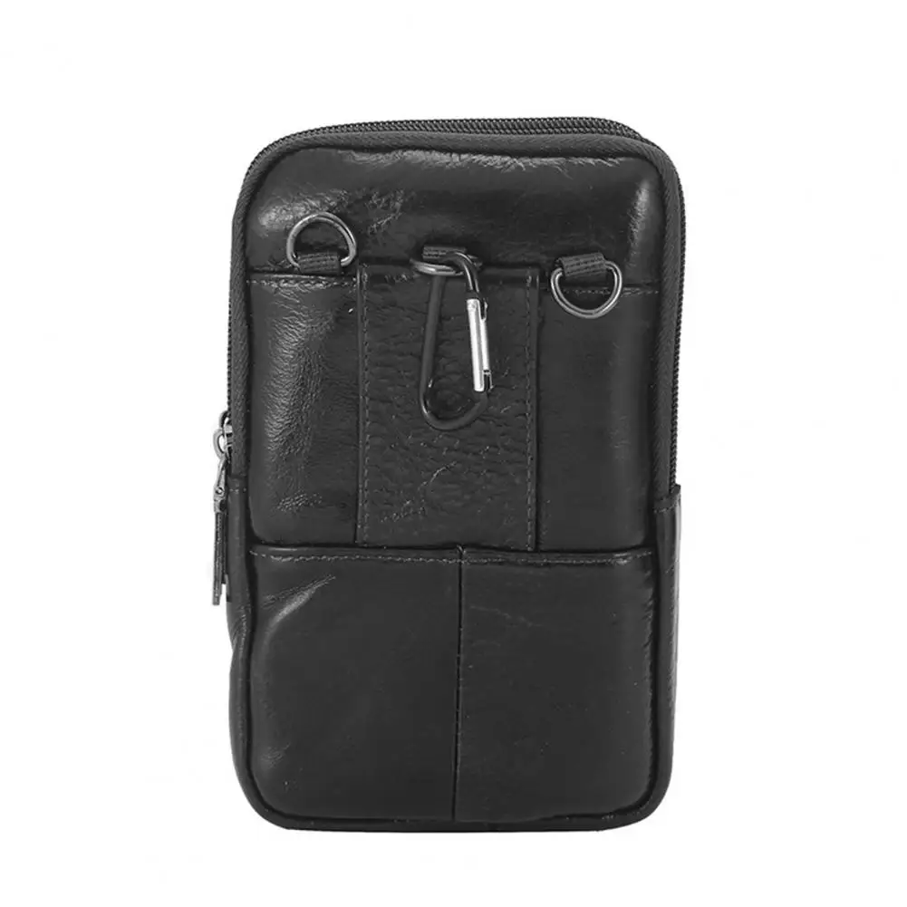 Stylish Adjustable Strap with Hanging Ring Men Faux Leather Mobile Phone Small Chest Shoulder Belt Bag for Trip