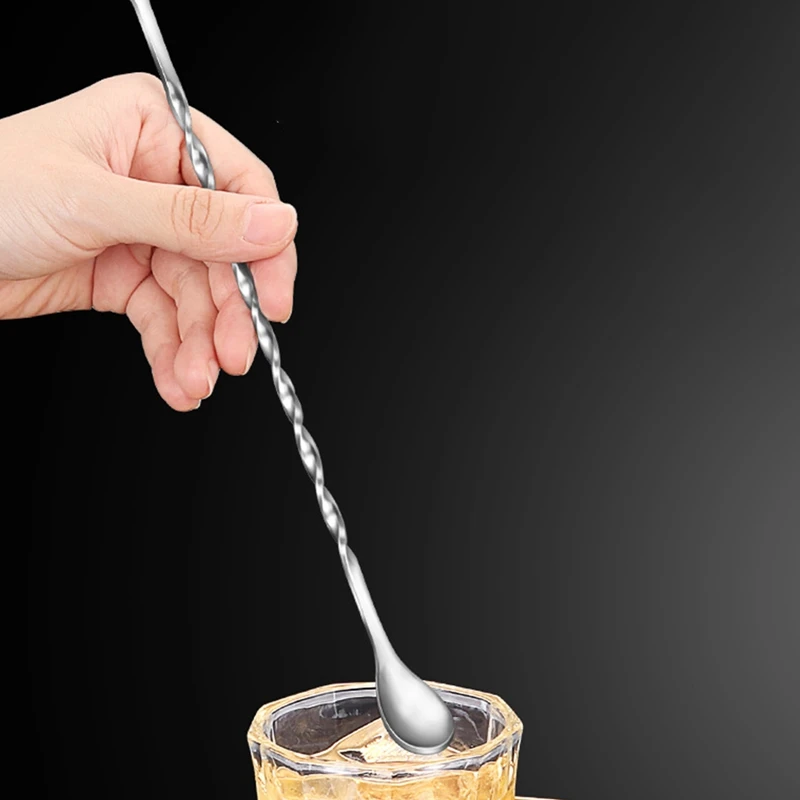 Creative Long Spiral Handle Cocktail Stirring Spoon Stainless Steel Whisky Wine Mixing Spoon Shaker Cocktail Stirrer Bar Tools