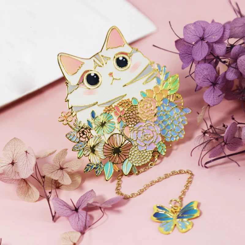 Kawaii Cat Bookmark Student Exquisite Study Office Portable Reading Pendant Stationery DIY Metal Bookmark Decoration Supplies