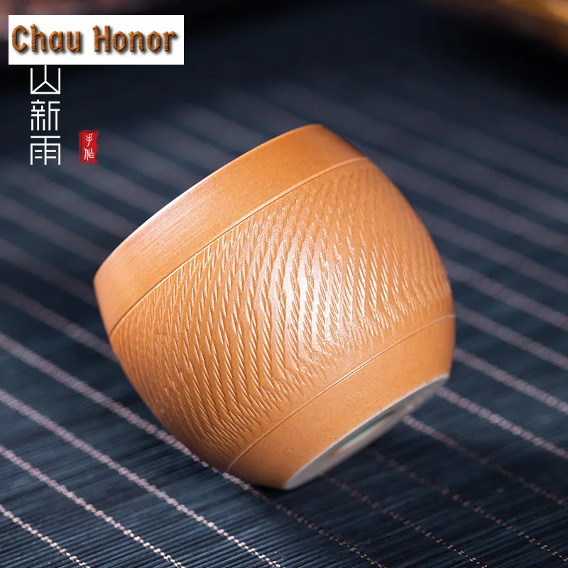 120ml Handmade Jump Knife Drum Shape Celadon Teacup Tea Bowl Single Cups Tea-tasting Smelling Cup Jianzhan Master Cups Tea Items