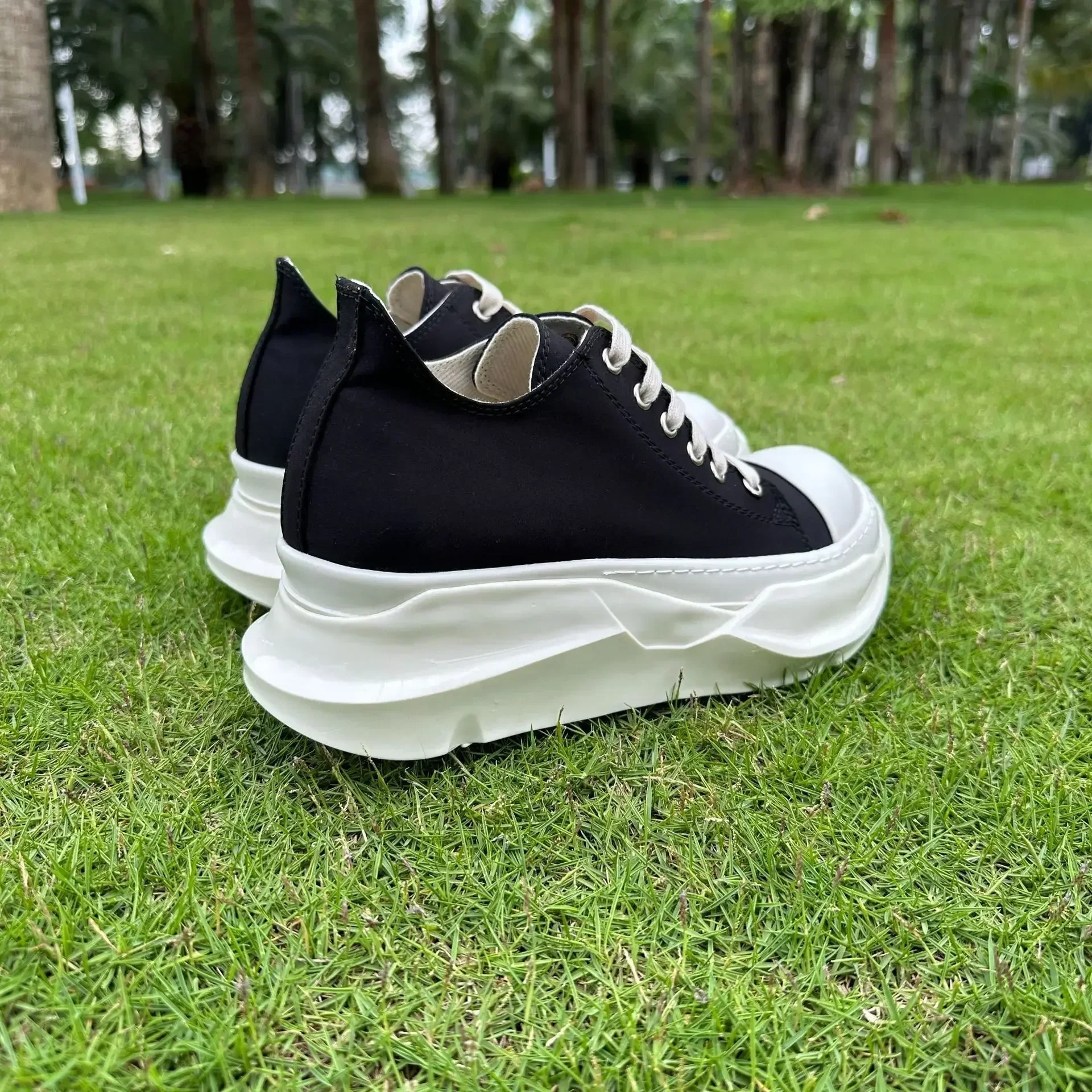 Rick 2024 New Thick Sole High Quality Board Shoes Men's Breathable Low Top Lacing Casual Elevated Canvas  Men Shoes 4