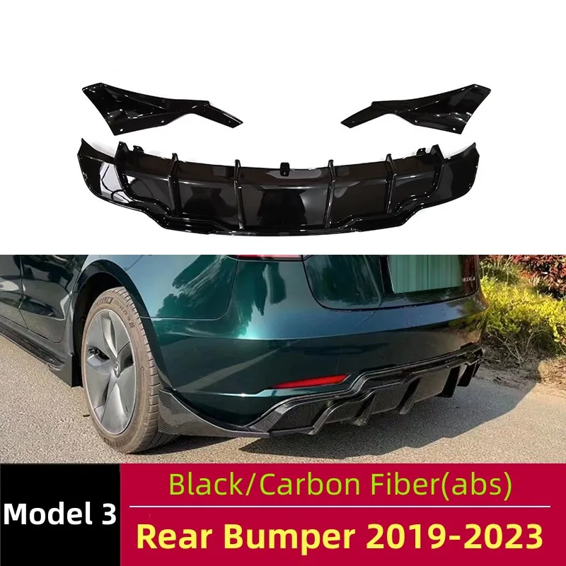 

Задний бампер для Tesla Model 3 Model3 2019 2020 2021 2022 2023 быстрое стильное углеродное волокно ABS черный модификация модификации заднего бампера