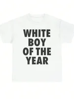 Blanc garçon de l'année t-shirts coton imprimé à manches courtes T-shirt rétro décontracté Streetwear Vintage T-shirt mode haut ample unisexe Y2K 1
