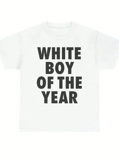 Blanc garçon de l'année t-shirts coton imprimé à manches courtes T-shirt rétro décontracté Streetwear Vintage T-shirt mode haut ample unisexe Y2K 1