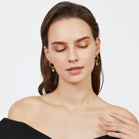 Pure 18 K Gold Color Shiny Simple Transport Beads Earring Jewelry for Women Bride Never Fade Jewelry Birthday Wedding Gifts 4