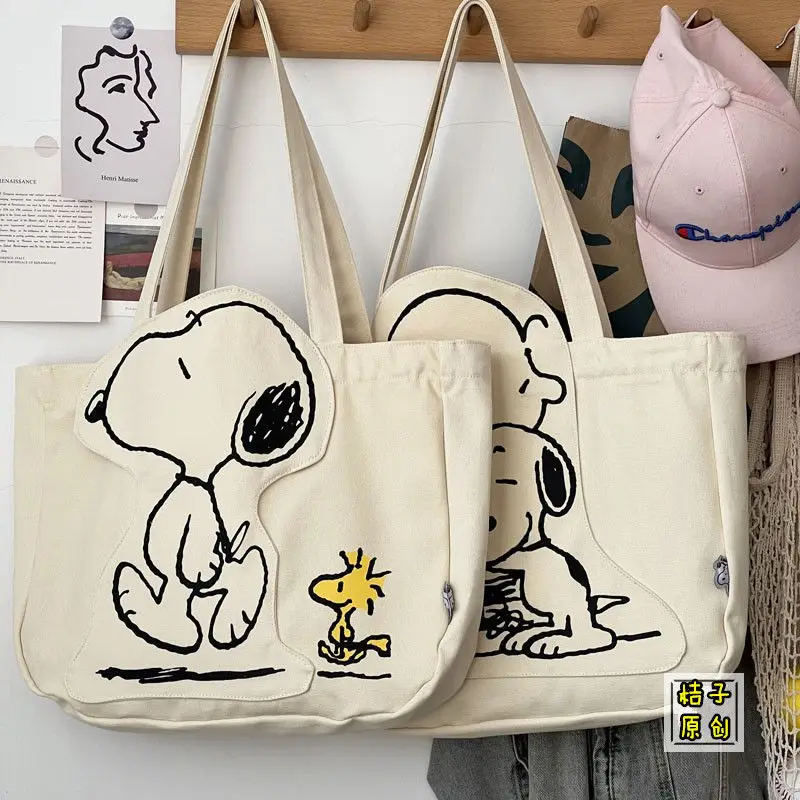 

Сумка на плечо Snoopy для девочек, милый мультяшный ученический саквояж большой вместимости, модная Экологически чистая Сумочка для покупок, п...