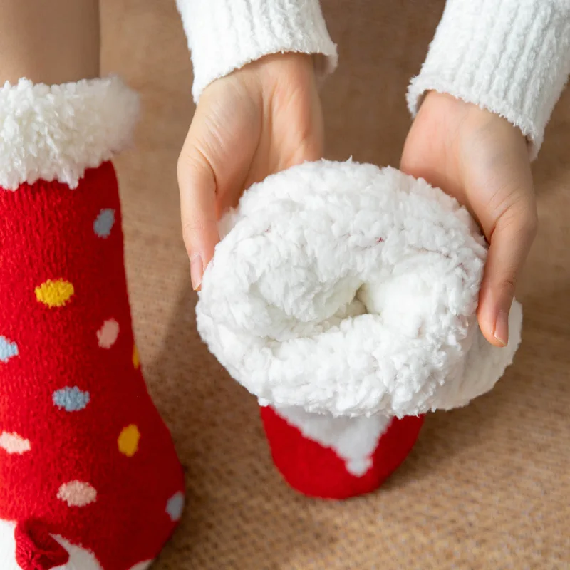 Fuzzy Socks Thermal Women Winter Plush Soft Slip Non Grip Home Short Christmas Floor Comfy Fluffy Slippers Sock Thick Female