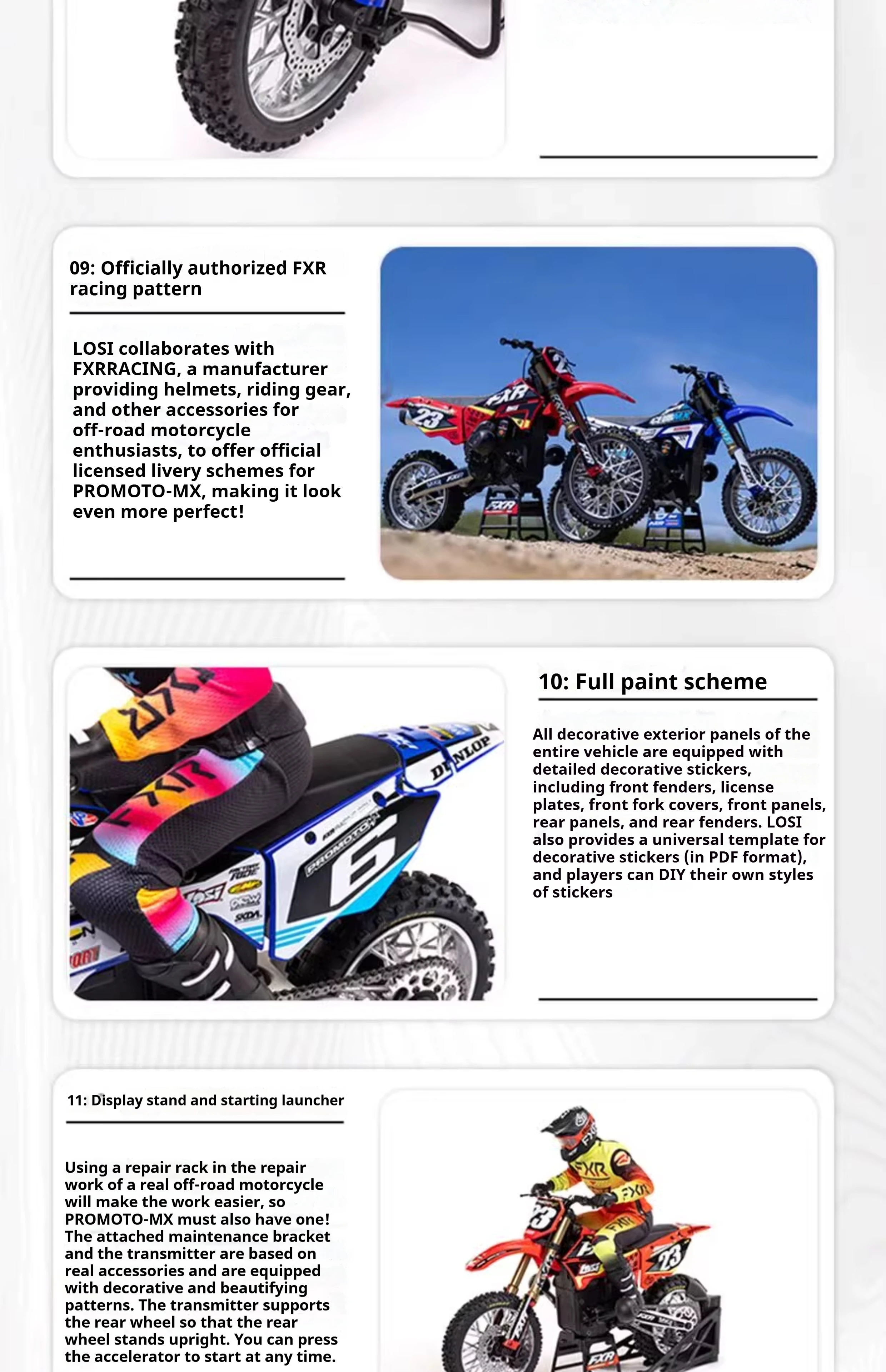 Coche modelo RC Losi 1/4 Promoto MX motocicleta de control remoto carreras todoterreno sin escobillas RTR