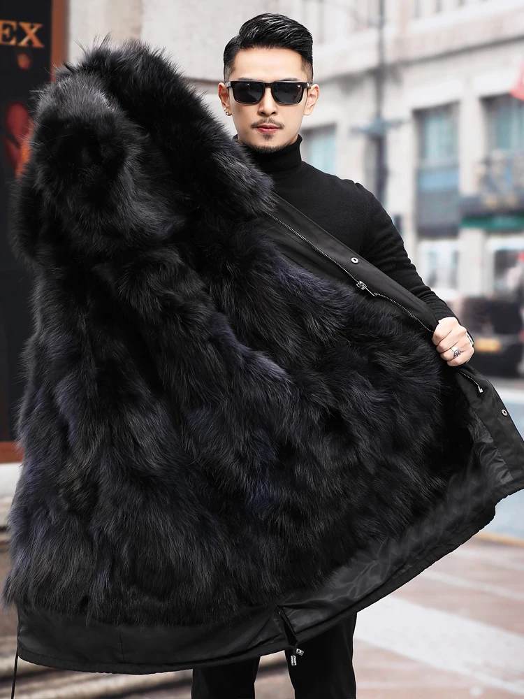 Imitation Fur Parka Men's Mink New Mid-Length Fox Fur Fur One