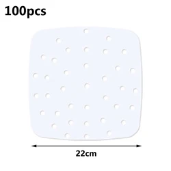100-Pack Non-Stick Oil-Proof Baking Paper for Air Fryers and Steamers (Square 22CM)