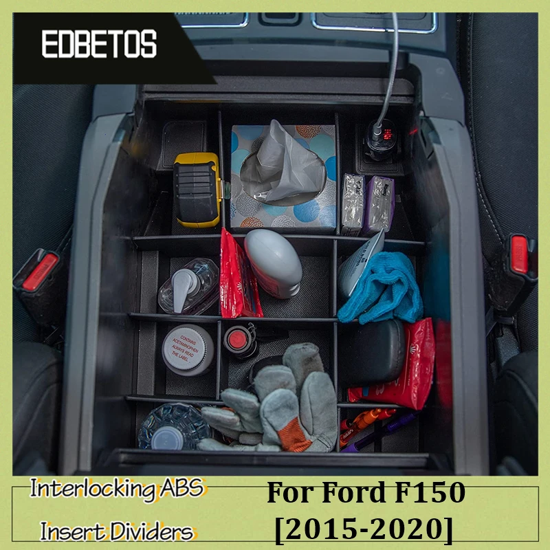 

For 2015-2020 Ford F150 Raptor Armrest Box Dividers King Ranch, Platinum, And Limited Editions Full Console w/Bucket Seats Only