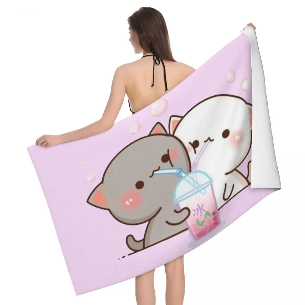

Пляжное полотенце из микрофибры для пар Mochi Cat Peach And Goma