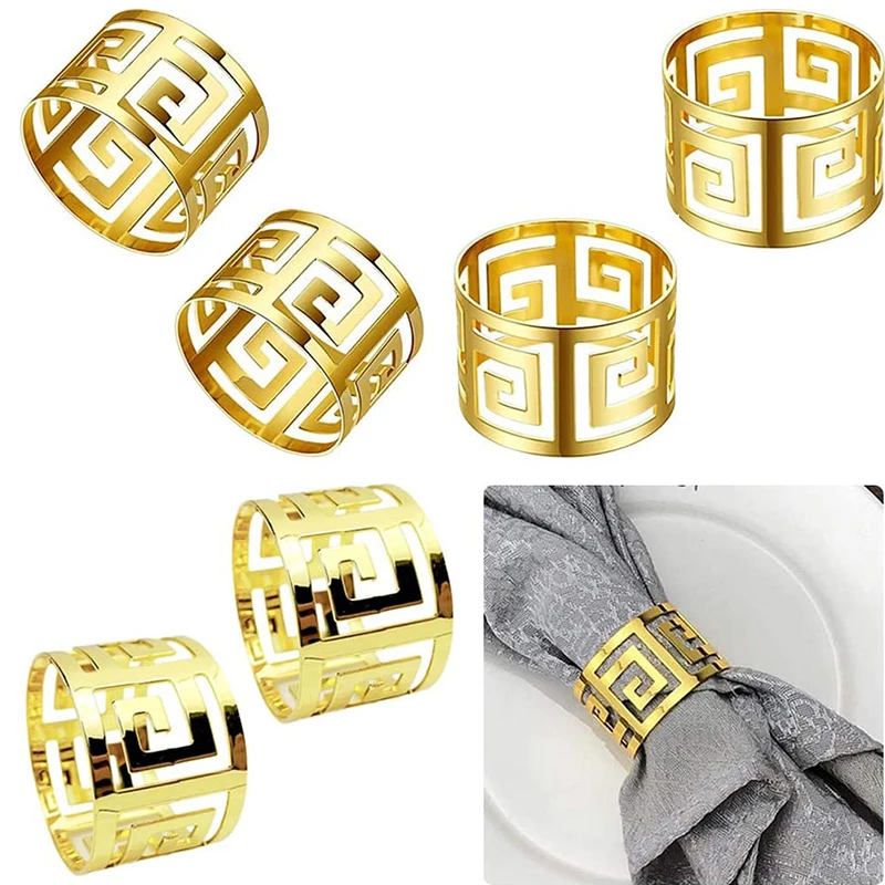 2Pcs Hollow Out Napkin Rings Holders Exquisite Household Napkin Holder