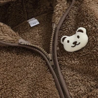 Hooded Coat Baby Boy Girl Fuzzy Jacket Winter Warm Clothes 3D Bear Zipper Sweatshirt Closure Fleece Tops Outerwear 3