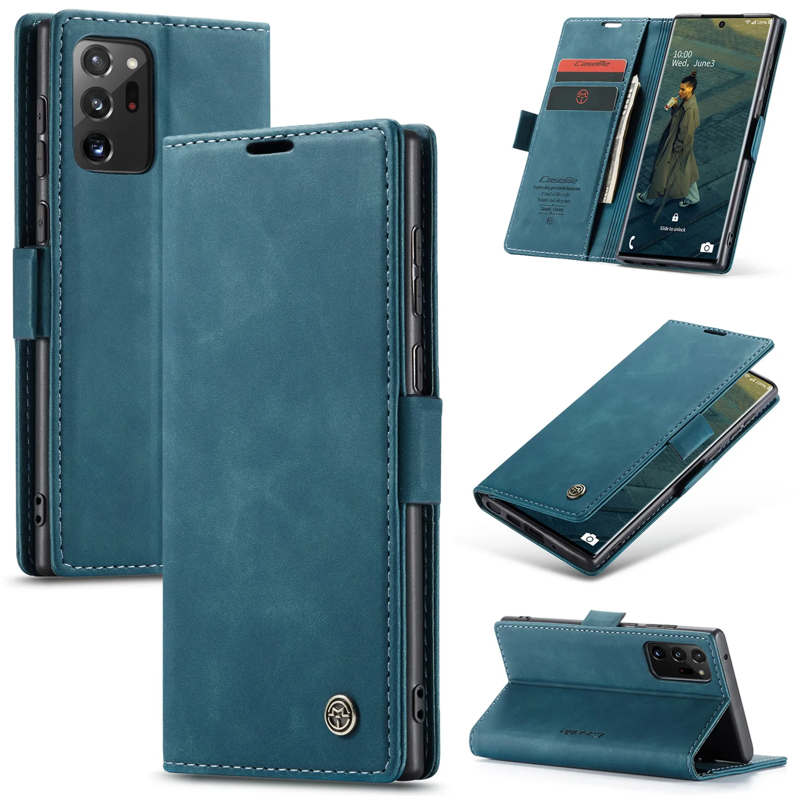 Vintage Magnetic Leather Flip Wallet Case with Card Slots