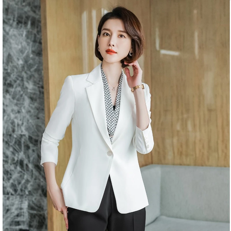 Chaqueta de Formal para mujer, Blazer blanco elegante para oficina, de negocios, 2022| | - AliExpress