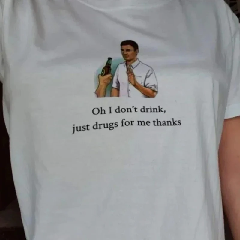 Lustige Meme Kleidung Ich trinke keine Grafik T-Shirt Egirl Grunge Unisex Frauen T-Shirt Hipster Baumwolle Kurzarm Mode T-Shirts