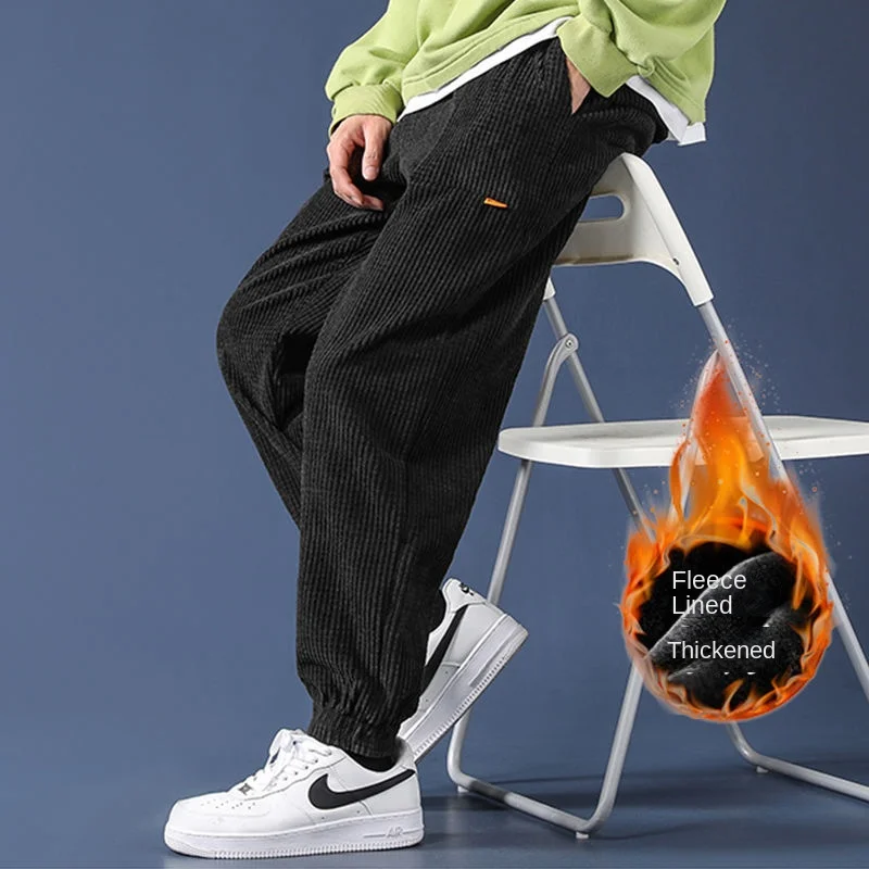 Thermal Pants Man Winter Corduroy Fleece Warm Brushed Thickened Pants Men Korean Style Clothes Baggy Harem Trousers for Men 2