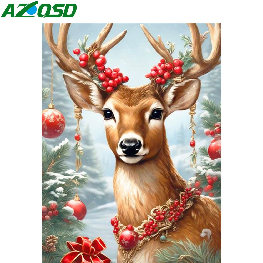 

AZQSD Полное сверло сверло бриллиантовое вышивное вышивное распродажа оленя животные мозаичные рукоделия бриллиантов животновод