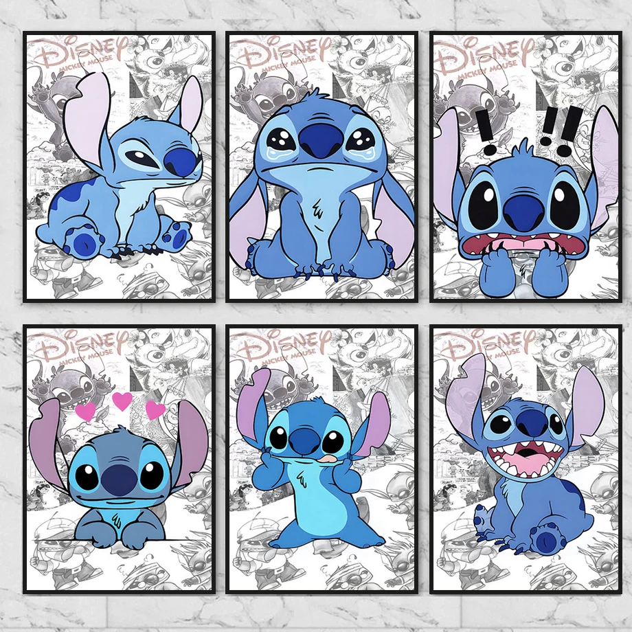 

Disney Cartoon Stitch and Prints Interstellar Baby Canvas Paintings Posters Wall Art Pictures for Living Room Decor Cuadros