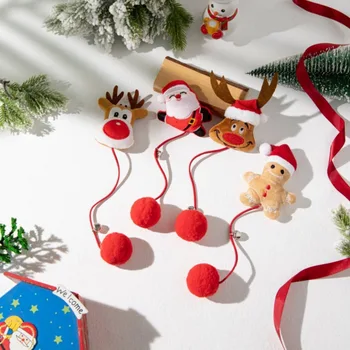 Pet Toy Cat Bell Creative Gift Christmas Elements Teasing Cat Stick Pet Toys Santa Claus Elk Snowflakes Chew-resistant Pet Toys