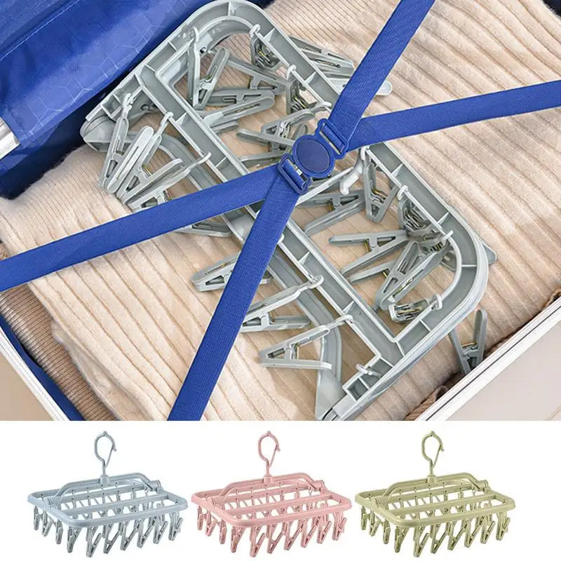 

Folding Clip Hanger with 32 Clips high quality and Foldable Clip Hangers Multifunctional Laundry Drying Hanger for household