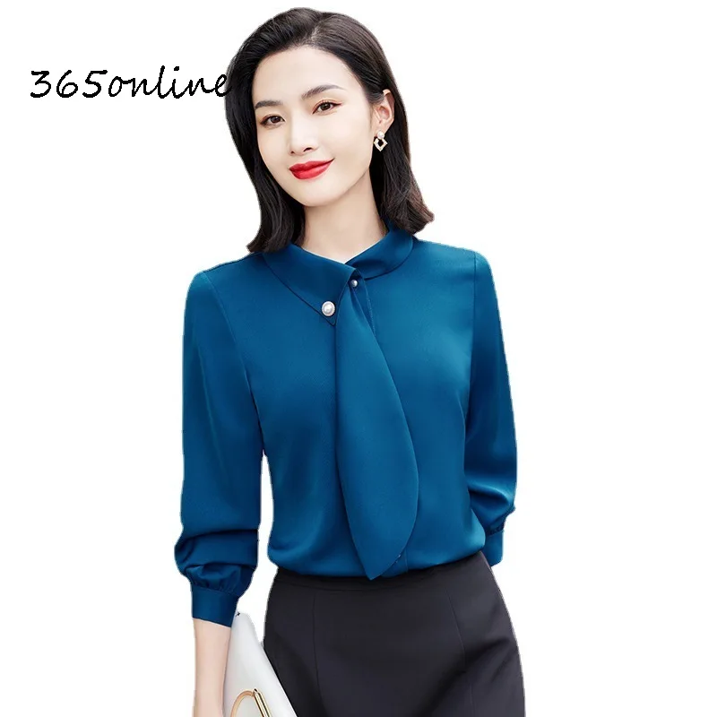 Blusas de manga comprida camisas elegantes primavera outono formal ol  estilo blusa negócios trabalho wear camisas tops roupas escritório senhoras  - AliExpress