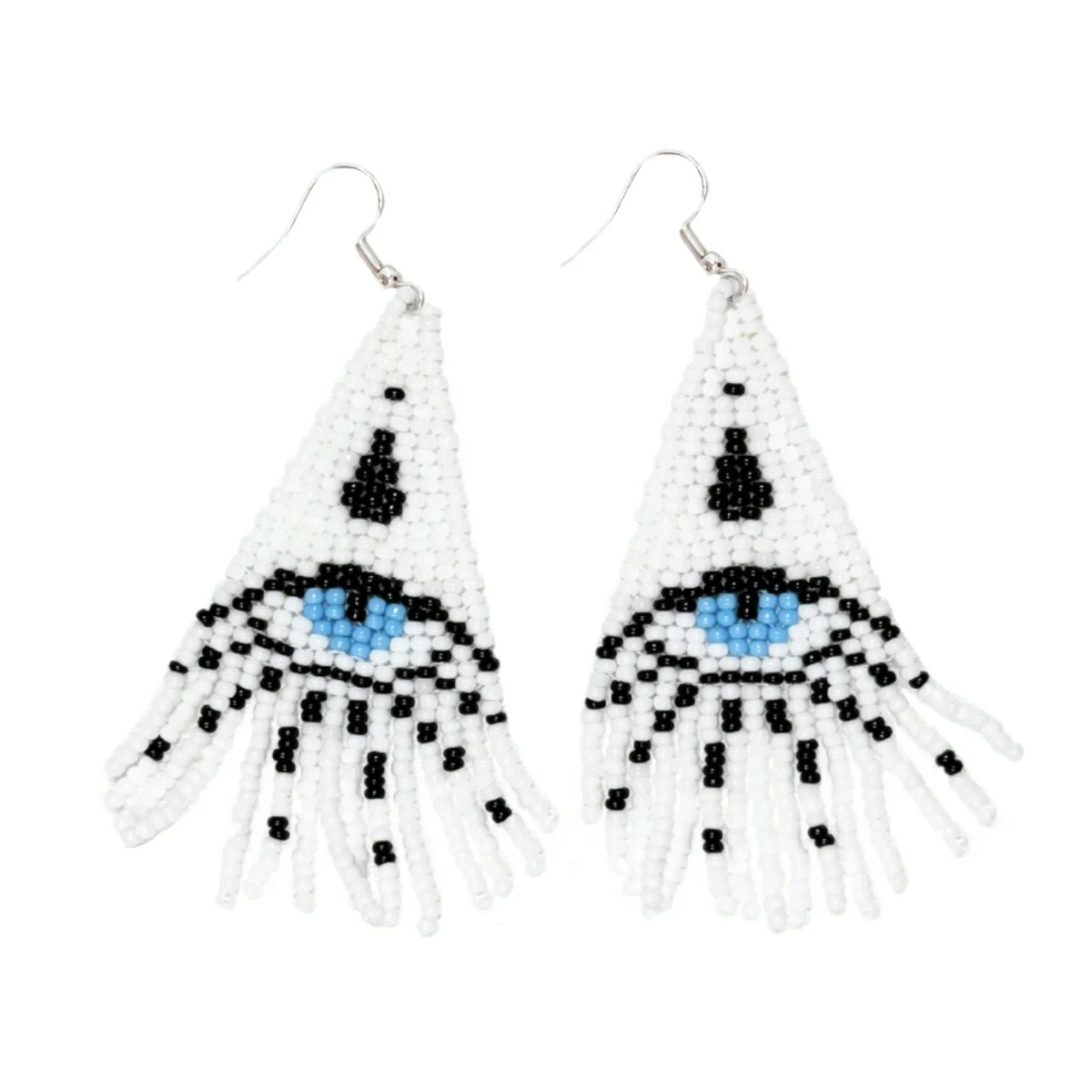 1 pair of ethnic style Bohemian colorful rice beaded tassel earrings for female minority Rainbow handmade drop earrings dangle earrings long earrings pendant earrings crystal tassel earrings