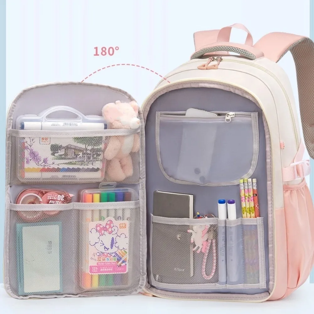 Large Capacity School Bag Waterproof Lightweight Shoulder Backpack Stress Relief Double Strap Bag Junior And High School Girls 5