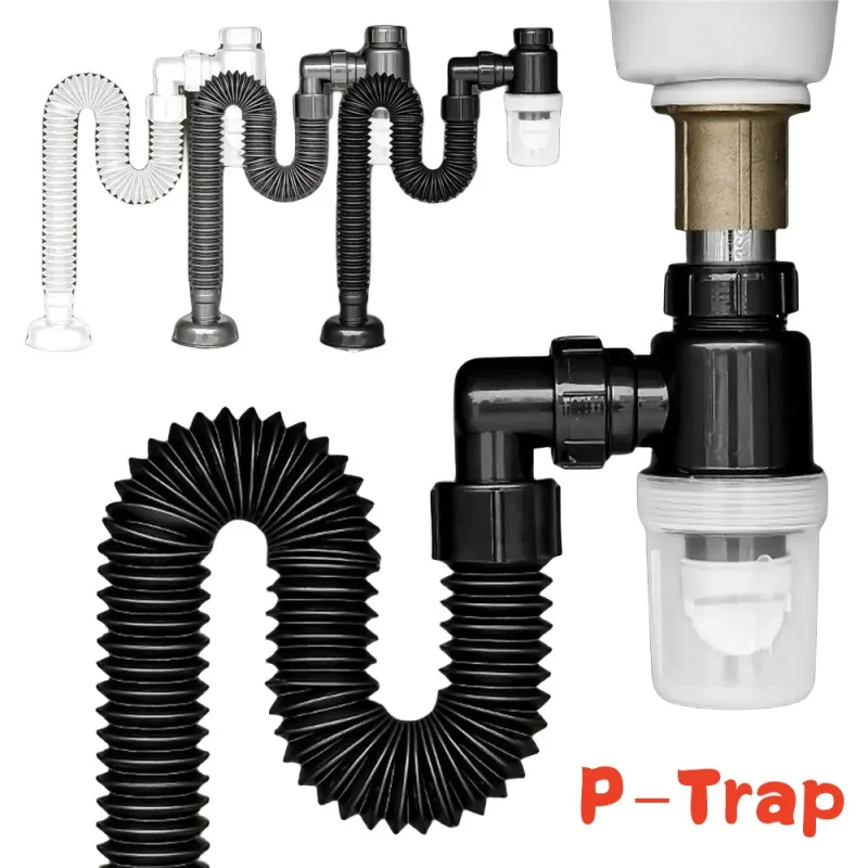 Kitchen Sink Deodorant P-Trap Set Launch Pipeline Deodorizing Filter Sink Strainer Hose Drain Pipe Plumbing Kitchen Accessories