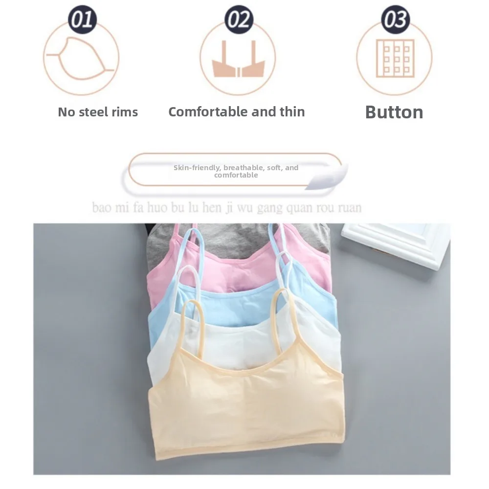 Cotton Teenage Girls Bras Breathable Casual Sports Training Bra Underwear Developmental Bras Children Tube Tops