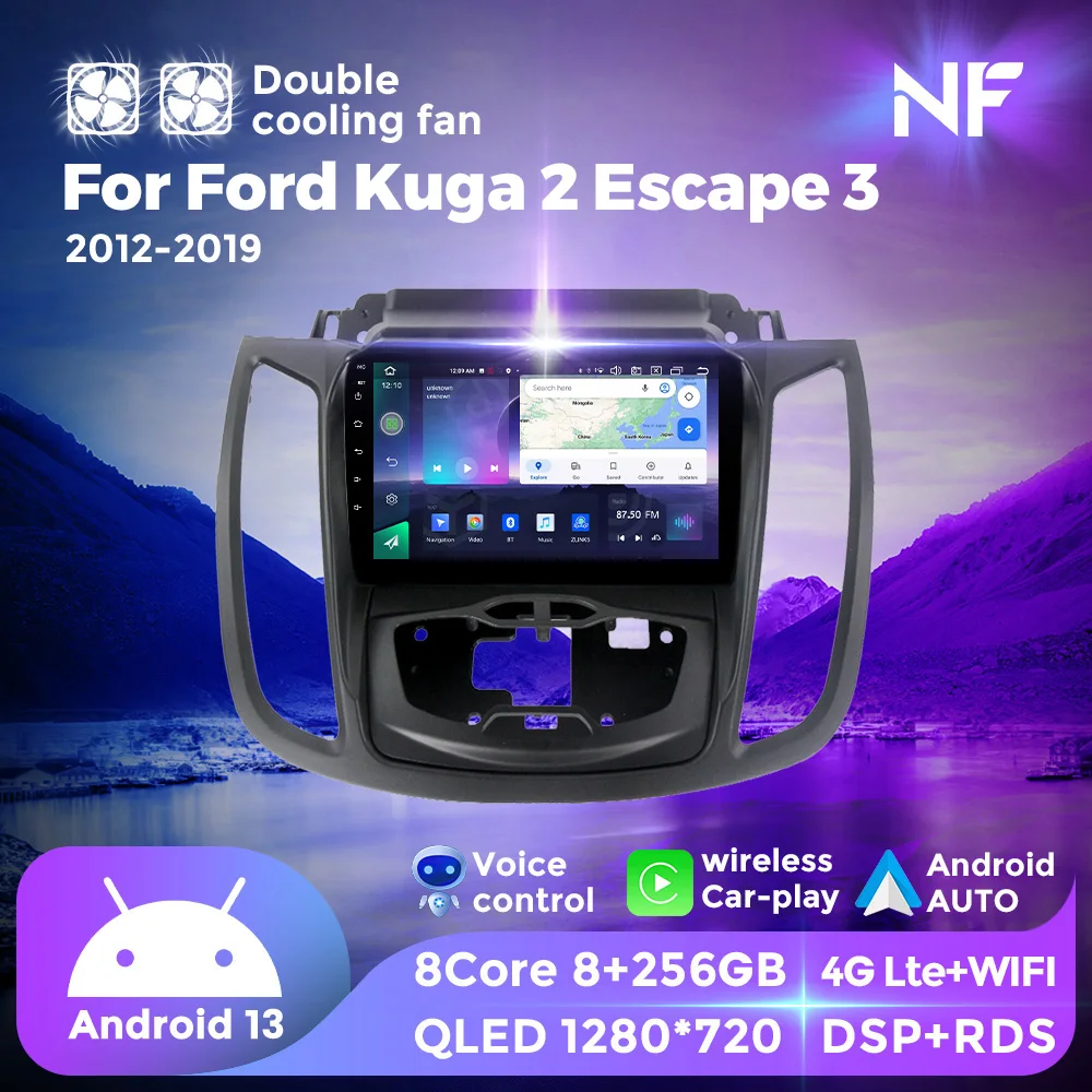 

NF двойной вентилятор охлаждения Авторадио головное устройство для Ford Kuga 2 Escape 3 2012-2019 автомобильное радио мультимедийный плеер GPS BT для беспроводной Carplay