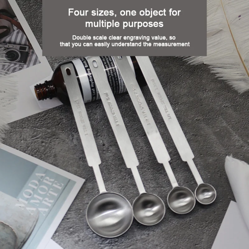 5Pc 2/2.7/3/4.4cm Stainless Steel durable Coffee Scoop Measuring Scoop Spoon Long Handle Metal Measure Spoon Coffee Tea Tools kitchen measuring spoons measuring spoon set electronic measuring spoon measuring cup and spoon set