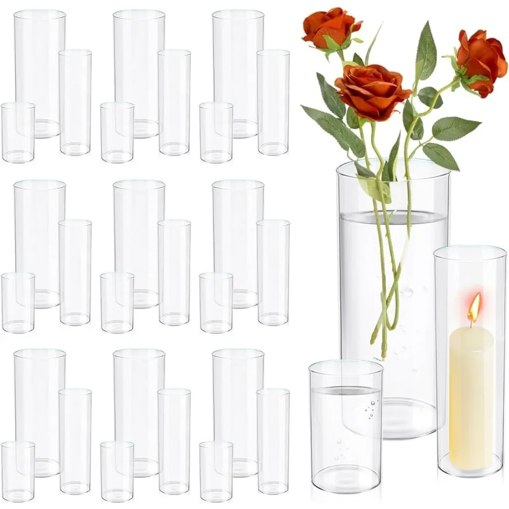 

Cylinder Vases Set Glass Cylinder Vases Bulk Floating Candles Holders Clear Flower Vases(30 Pcs) Cachepot for Flowers Home Deco