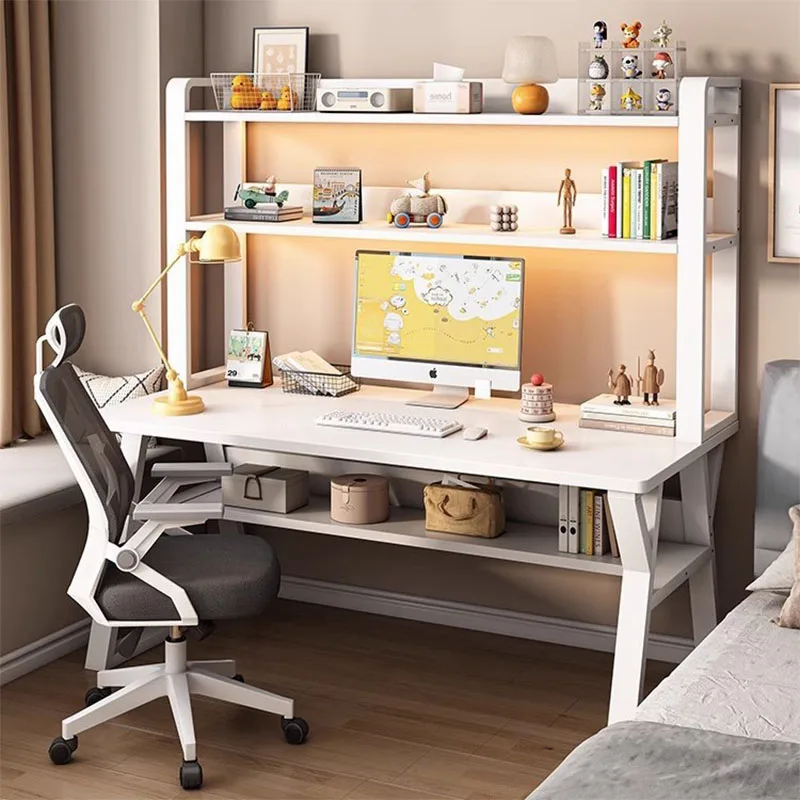 Computer Study Desk With Storage Bookshelf Wood Composite Desk Office Workstation Organizer for Home Students 80-140cm