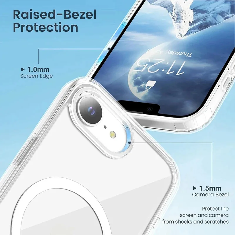 Enhanced Magnetic Hybrid Shockproof Clear Case with Silicone Shell
