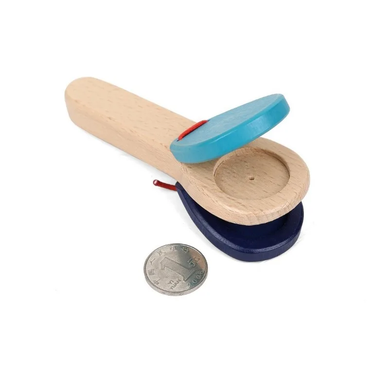 1Pcs Baby Montessori Wooden Orff Percussion Instrument Baby Handle Castanets Clappers Hand Clappers Brain Game Educational Toys