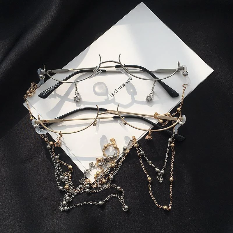 Women's Half Frame Decorative Glasses - Water Drop Design