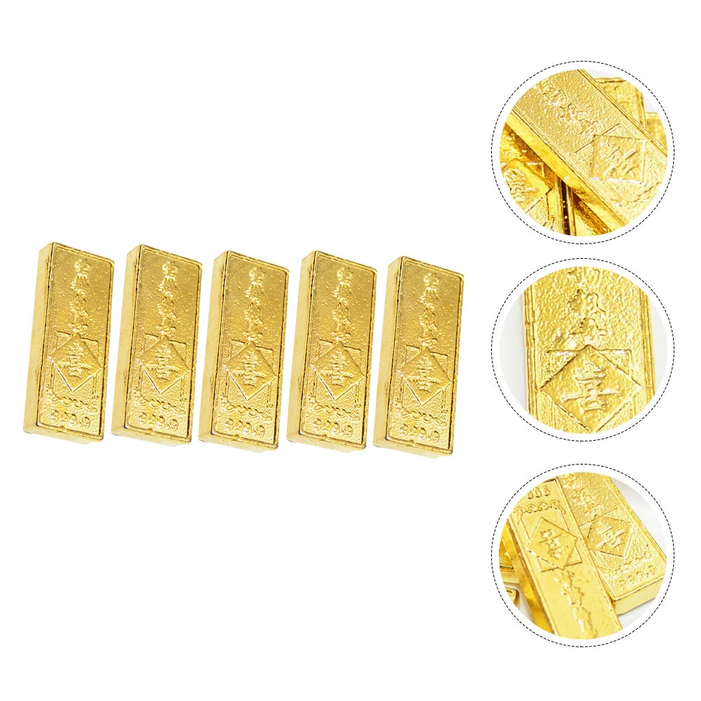 5pcs Fake Gold Bar Figurines Simulation Gold Bullion for Home Office