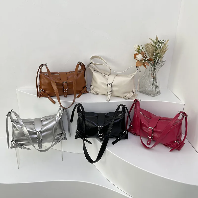 Fashion PU Leather Underarm Bags Women Clutch Handbags Single Shoulder Bag Ladies Trendy Simple Hobos Bag Female Totes