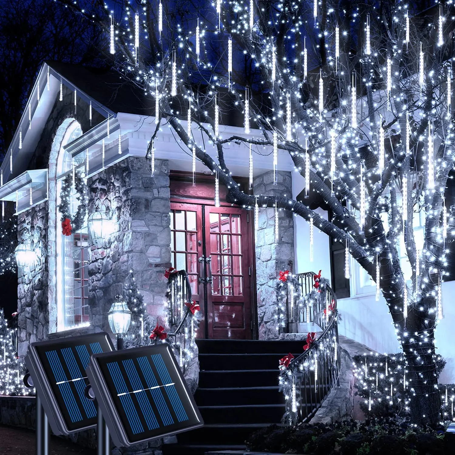 

50cm Solar Light Outdoor Led Meteor Shower Rain String Lights for Garden Decoration Waterproof Christmas Tree Decor Lighting
