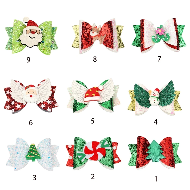 

Xmas Sequins Hair Pins with Santa Glitter Barrettes Christmas Hair Clips